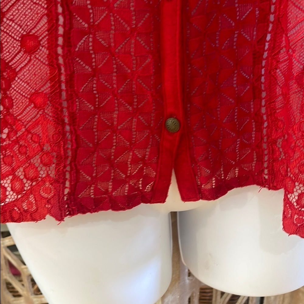 Lucky Brand Lace Mix 3/4 Length Sleeve size XS Top - Picture 9 of 16
